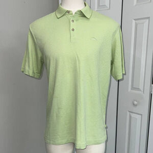Tommy Bahama Light Green Striped Polo Shirt